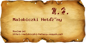 Malobiczki Hetény névjegykártya